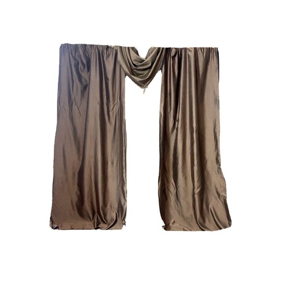 Vintage Set 12 Curtains Drapes Brown JC Penney Brown Long Rare Window Treatments - Picture 1 of 8